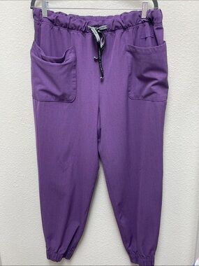 Climate Right by Cuddl Duds Relaxed Drawstring Purple Jogger Scrub Pants